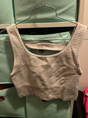 Yogalicious cream Textured Waffle Crop Tank